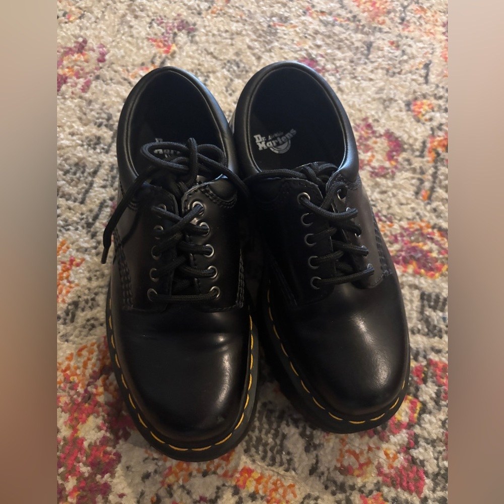 Dr. Martens 8053 Black Leather Platform Chunky Oxford Shoes